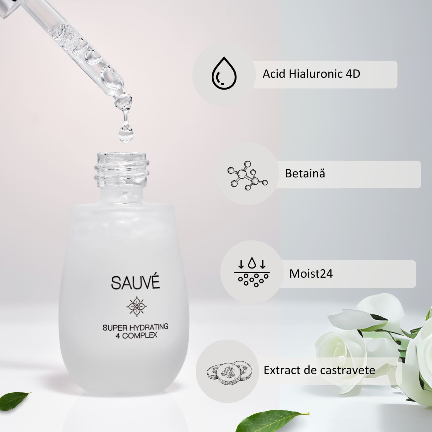 Super Hydrating 4 Complex - Ser cu 4 tipuri de acid hialuronic pentru hidratare stratificată