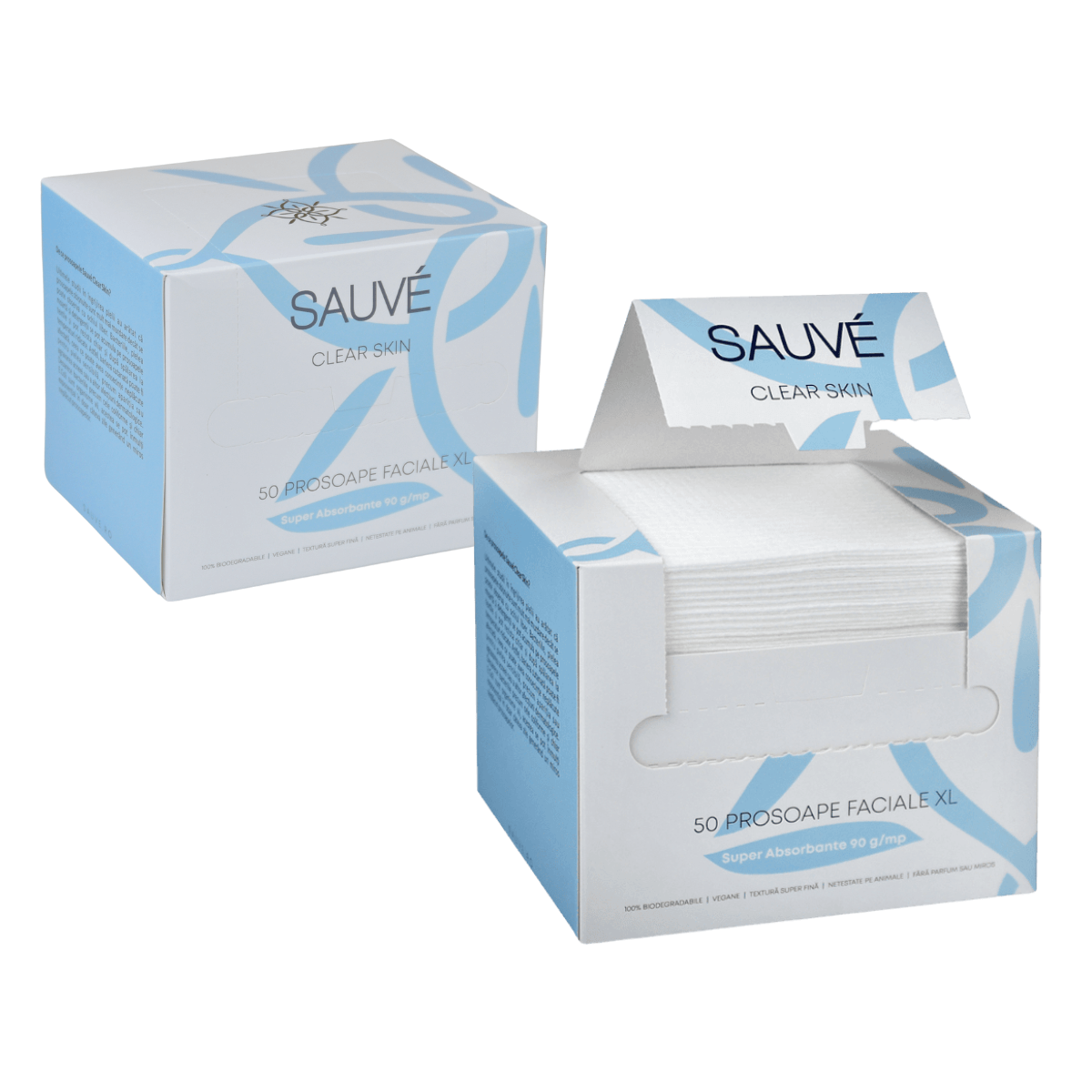 Prosoape Faciale XL din Vâscoză Super Absorbante de Unică Folosință Clear Skin