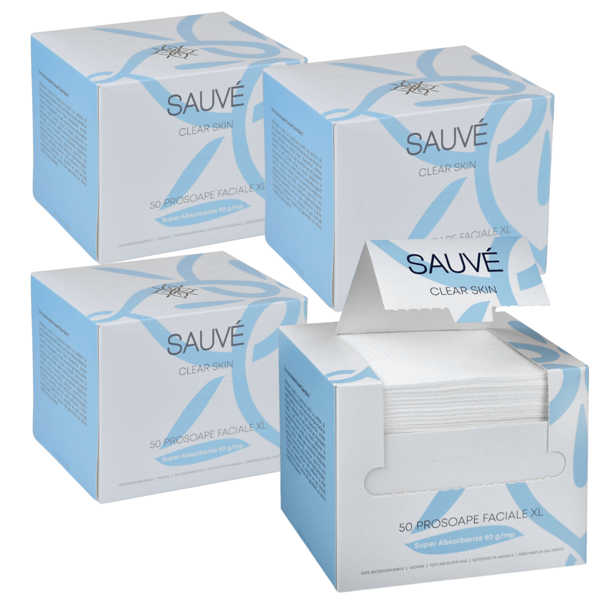 Prosoape Faciale XL din Vâscoză Super Absorbante de Unică Folosință Clear Skin