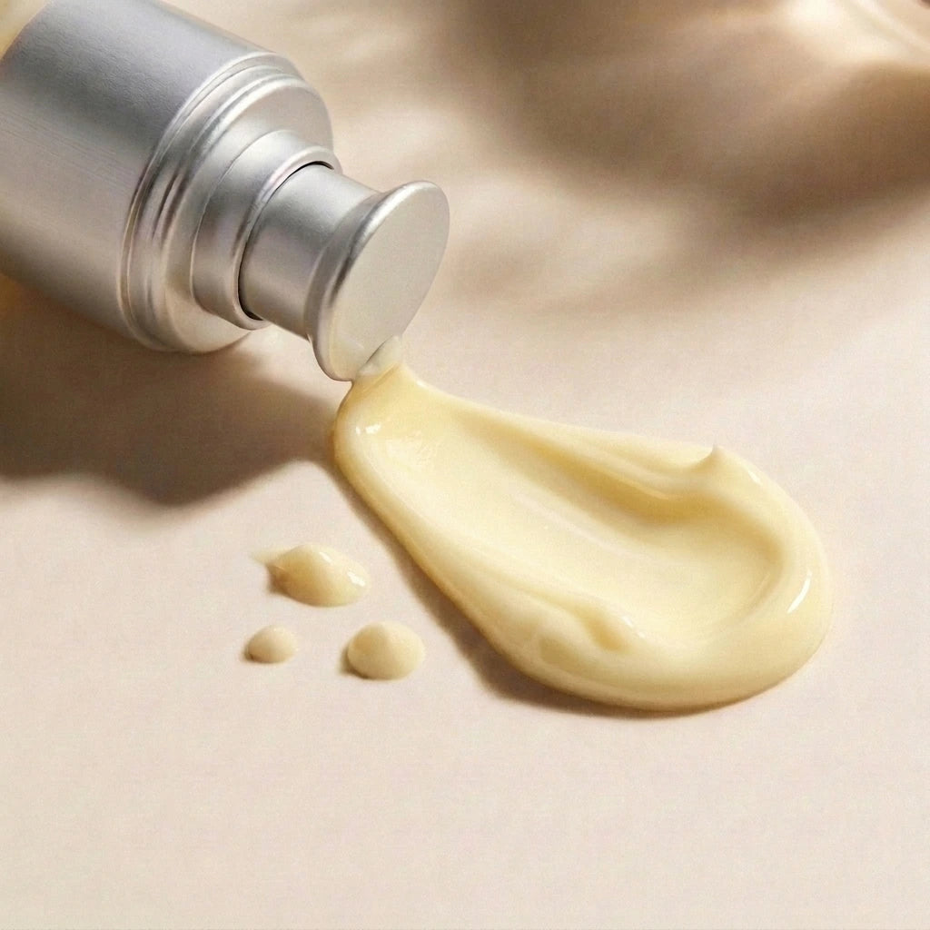 Textura cremei Age Control, crema galben-untoasa cu pompita