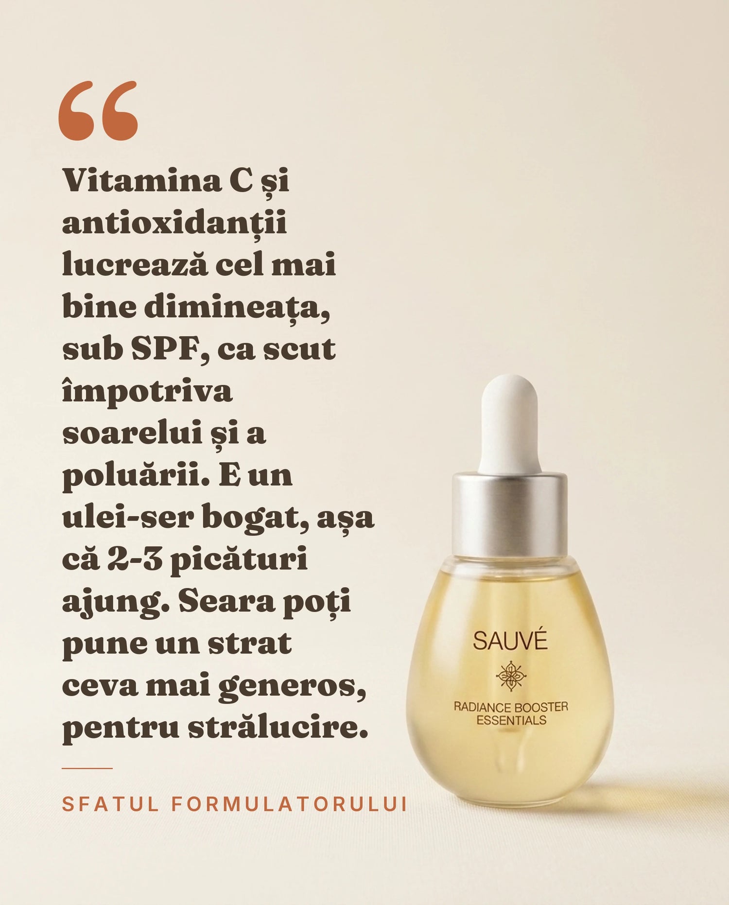 Radiance Booster - sfatul formulatorului despre vitamina C și antioxidanți