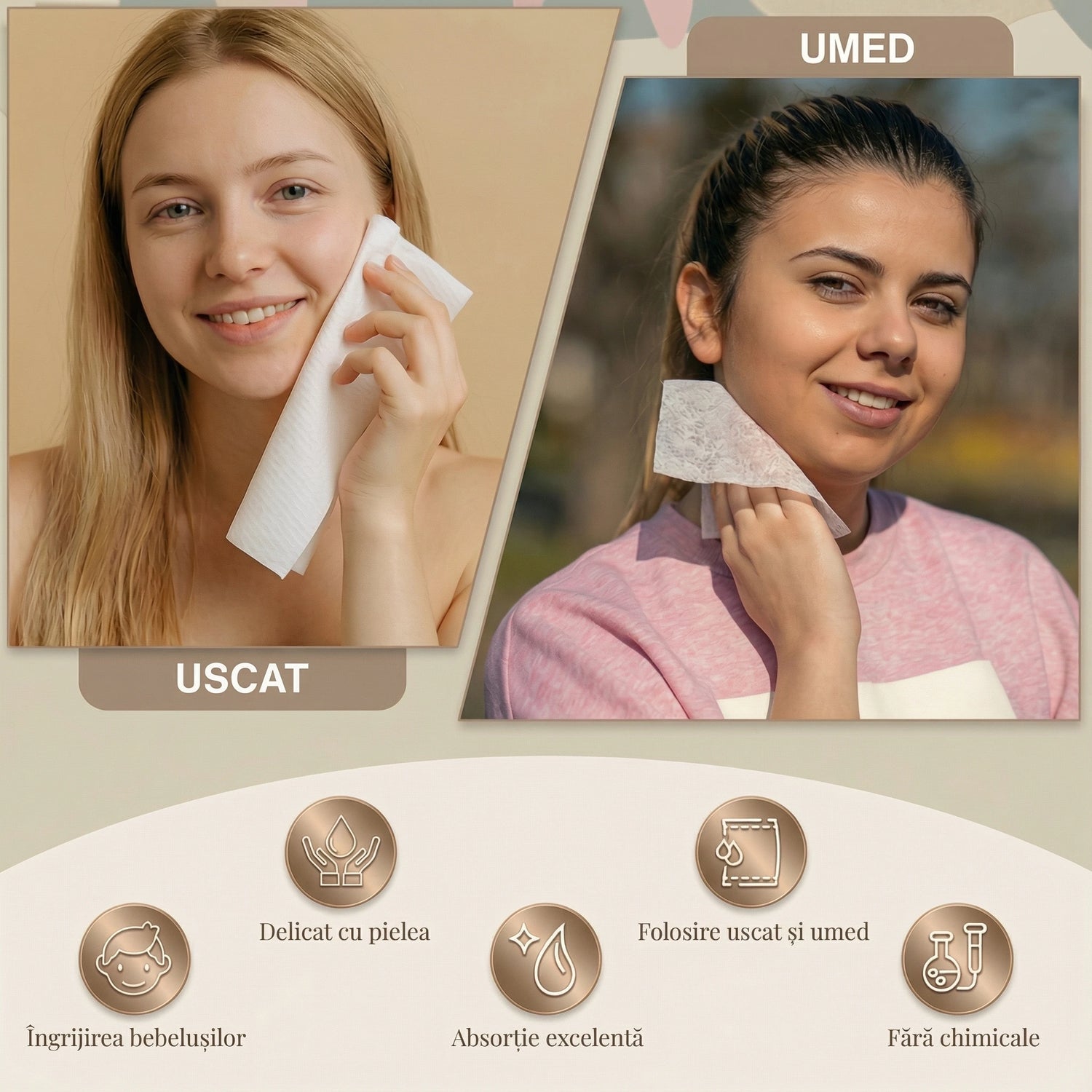 Prosoape Faciale XL din Vâscoză Super Absorbante de Unică Folosință Clear Skin