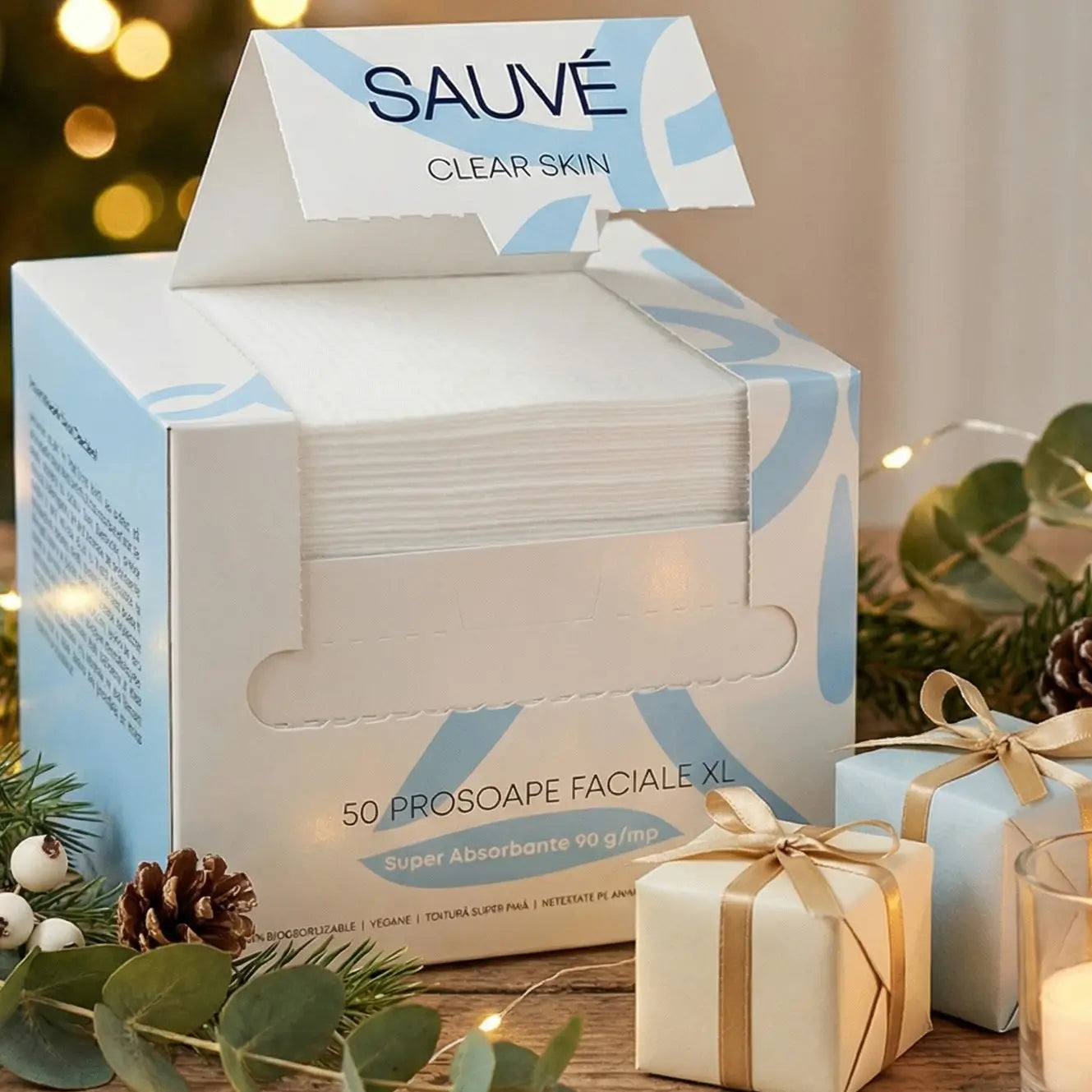 Prosoape Faciale XL din Vâscoză Super Absorbante de Unică Folosință Clear Skin