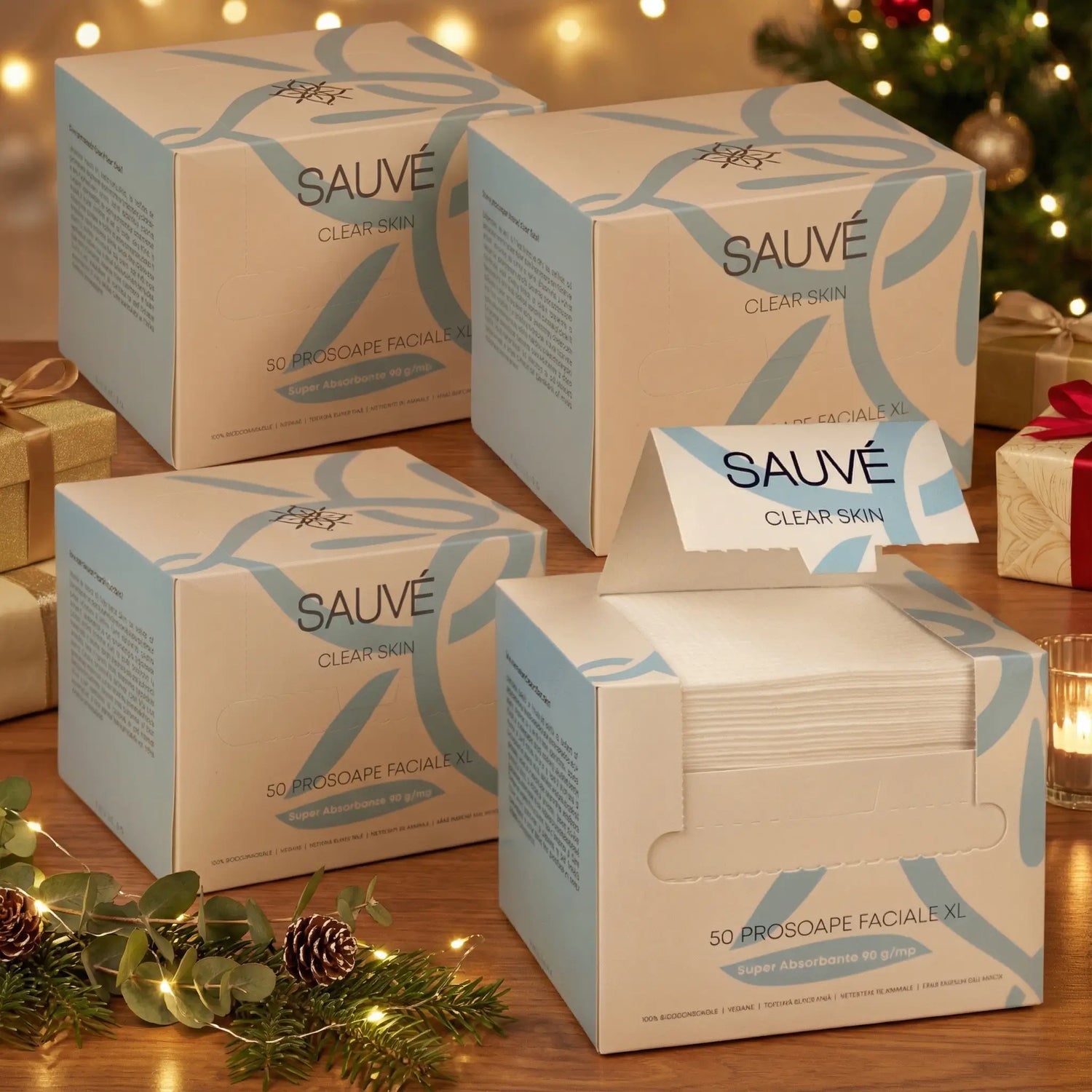 Prosoape Faciale XL din Vâscoză Super Absorbante de Unică Folosință Clear Skin