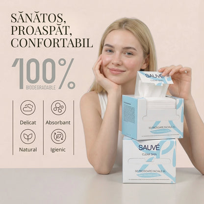 Prosoape Faciale XL din Vâscoză Super Absorbante de Unică Folosință Clear Skin