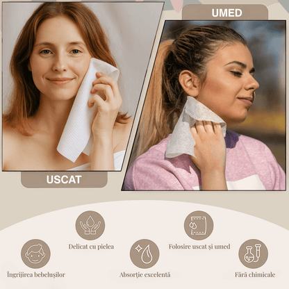 Prosoape Faciale XL din Vâscoză Super Absorbante de Unică Folosință Clear Skin