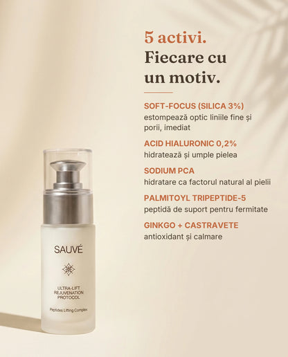 Ultra-Lift - ingrediente: soft-focus silica, acid hialuronic, peptidă